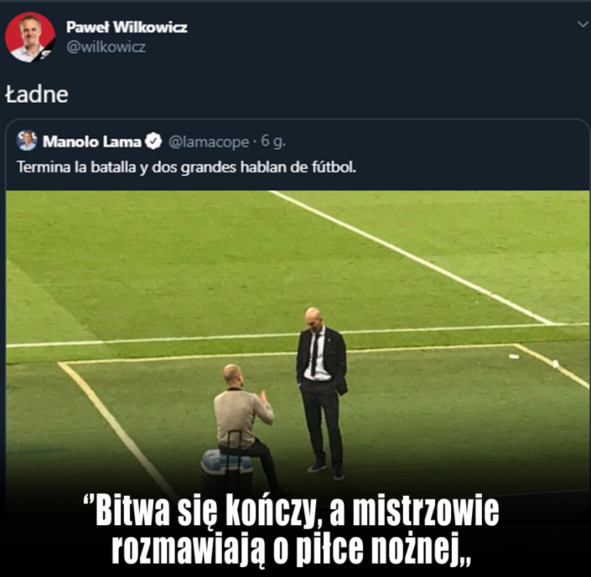 Pep Guardiola i Zinédine Zidane po zakończonym meczu...